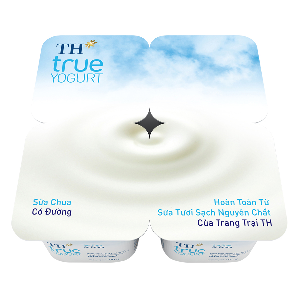 Sữa chua TH true Yogurt có đường 100g vỉ 4 hộp giá tốt