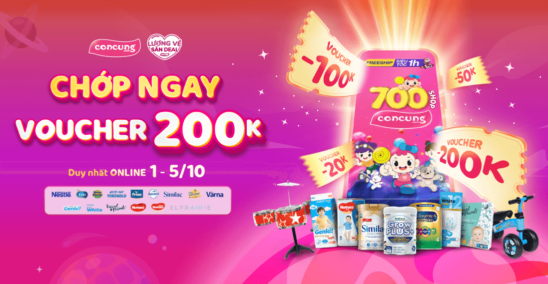 MỪNG LƯƠNG VỀ – CHỚP NGAY VOUCHER 200K CON CƯNG – , SKU- – concung.com🛒Top1Shop🛒🛍🛒