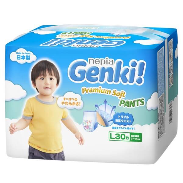 Bỉm tã quần Genki size L 30 miếng (9-14kg)