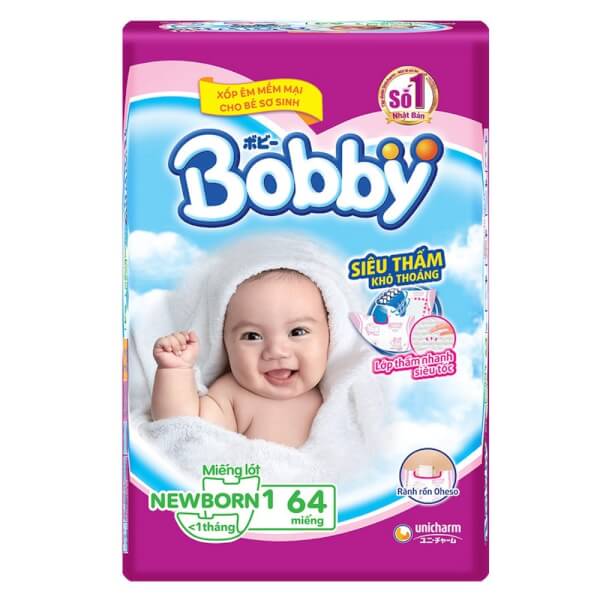Miếng lót Bobby size Newborn 1 64 miếng (dưới 5kg)