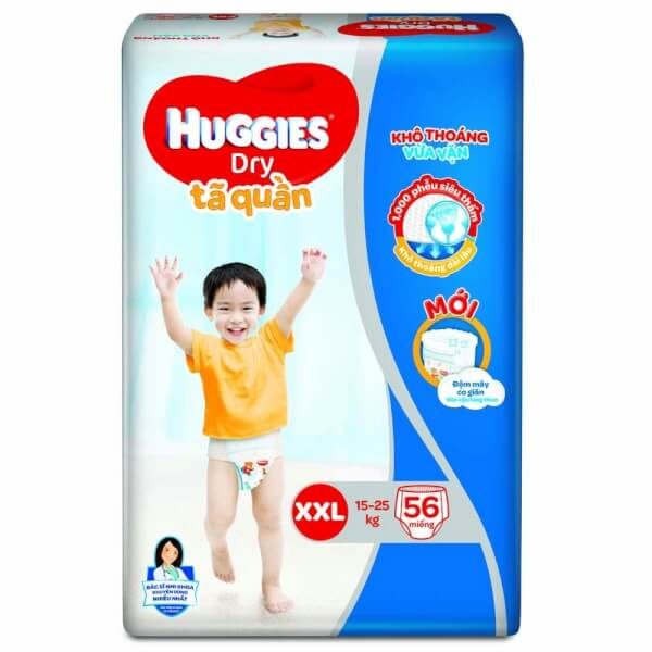 Bỉm tã quần Huggies Dry size XXL 56 miếng (15-25kg)