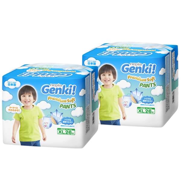 Combo 2 Gói Tã quần Nhật cao cấp Genki (XL, 26 miếng)