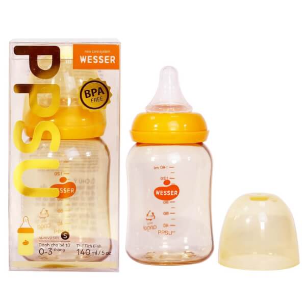 Babyzone 24 Bình sữa Wesser nhựa nhựa PPSU cổ hẹp 140ml chứng nhận chính hãng, giá tốt