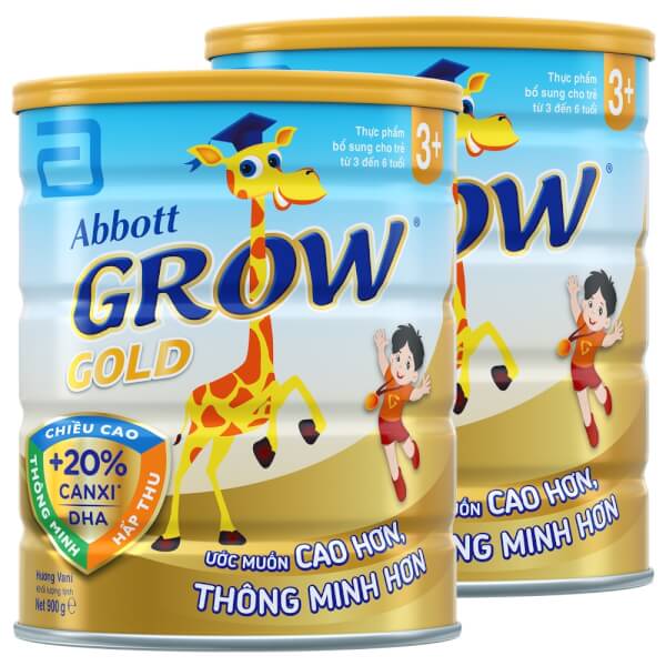 Combo 2 lon Sữa Abbott Grow Gold 3+ 900g hương Vani (3-6 tuổi)