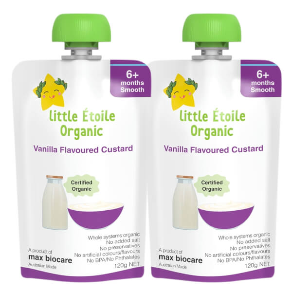 Combo 2 Thực phẩm dinh dưỡng hữu cơ Little Étoile Organic Vanilla Flavoured Custard