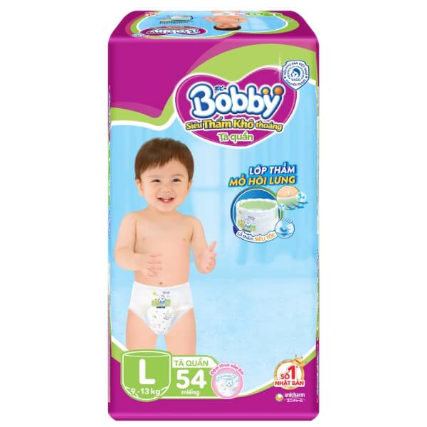 Bỉm tã quần Bobby size L 54 miếng (9-13kg)