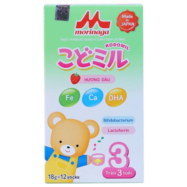 Sữa Morinaga số 3 216g hương dâu (Kodomil, trên 3 tuổi)