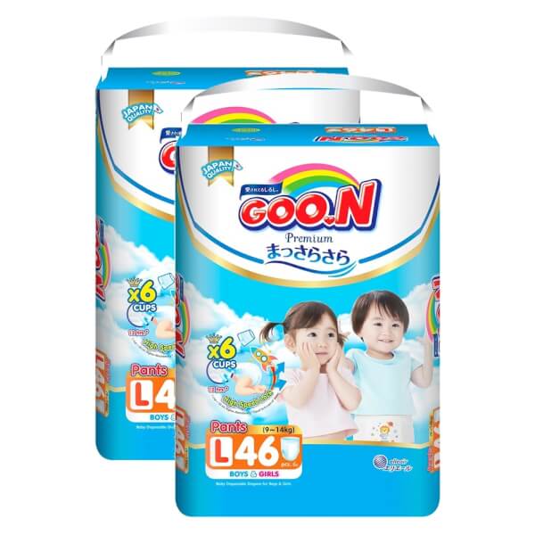 Combo 2 gói Bỉm tã quần Goon Premium size L 46 miếng (9-14kg)
