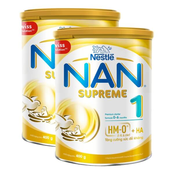 Combo 2 lon Sữa Nan Supreme 1 (2HMO) 400g (0-6 tháng)