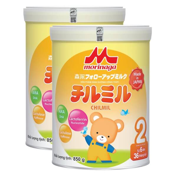 Combo 2 lon Sữa Morinaga số 2 850g (Chilmil, 6-36 tháng)