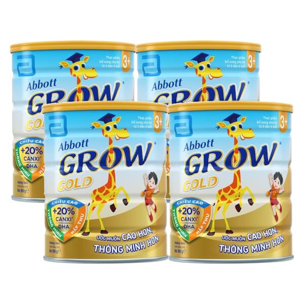 Combo 4 lon Sữa Abbott Grow Gold 3+ 900g hương Vani (3-6 tuổi)
