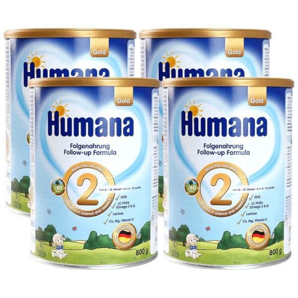 Combo 4 lon Sữa Humana Gold số 2 800g (6-12 tháng)