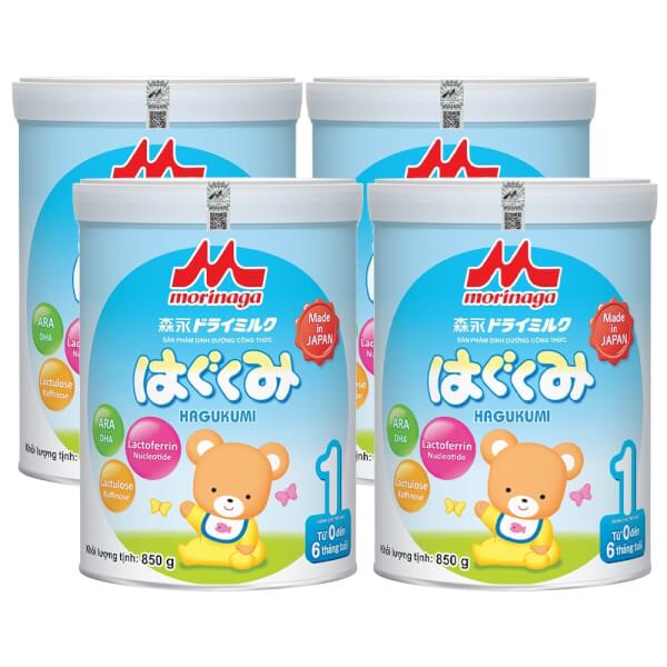Combo 4 lon Sữa Morinaga số 1 850g (Hagukumi, 0-6 tháng)