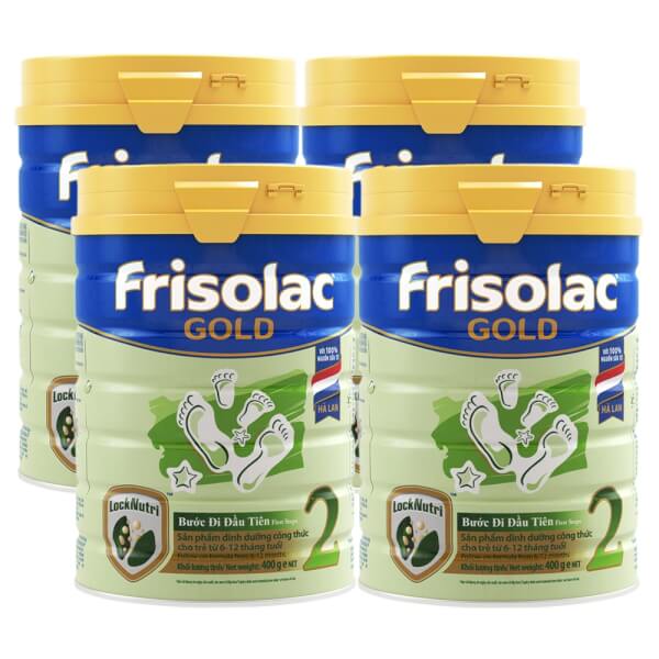 Combo 4 lon Sữa Frisolac Gold số 2 400g (6-12 tháng)