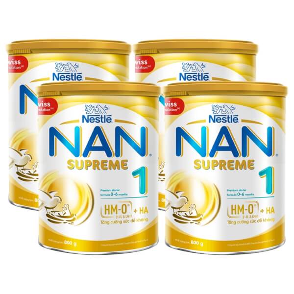 Combo 4 lon Sữa Nan Supreme 1 (2HMO) 800g (0-6 tháng)
