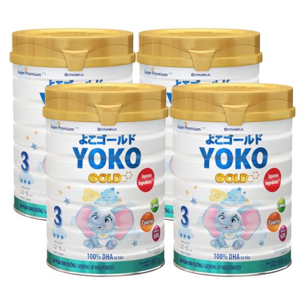 Combo 4 lon Sữa Vinamilk Yoko Gold 3 850g (2-6 tuổi)