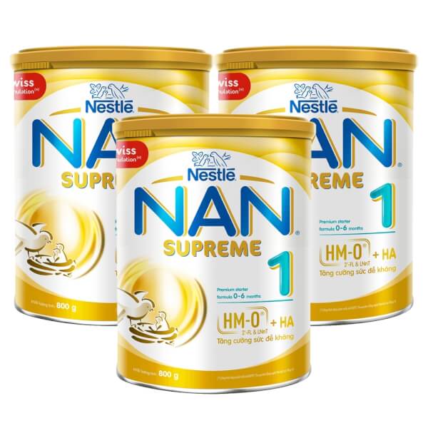 Combo 3 lon Sữa Nan Supreme 1 (2HMO) 800g (0-6 tháng)