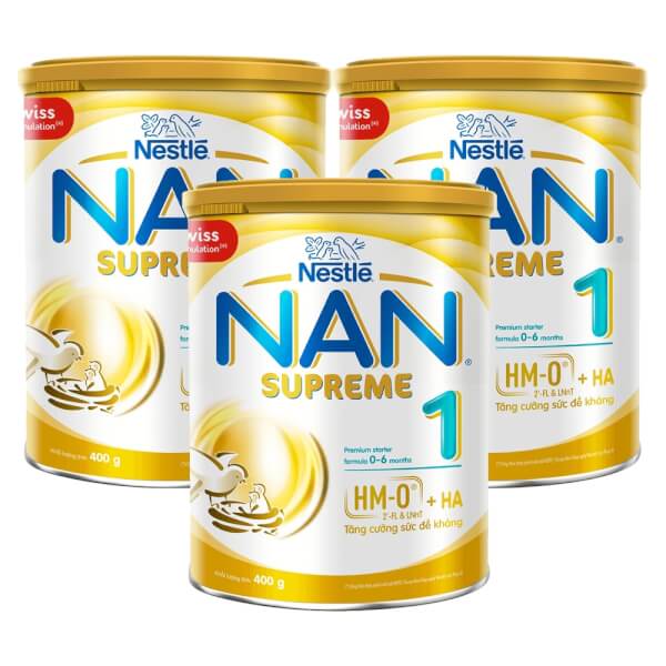 Combo 3 lon Sữa Nan Supreme 1 (2HMO) 400g (0-6 tháng)