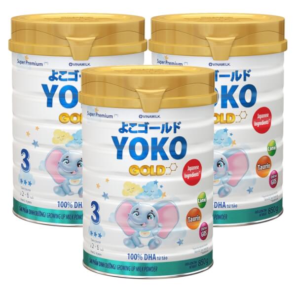 Combo 3 lon Sữa Vinamilk Yoko Gold 3 850g (2-6 tuổi)