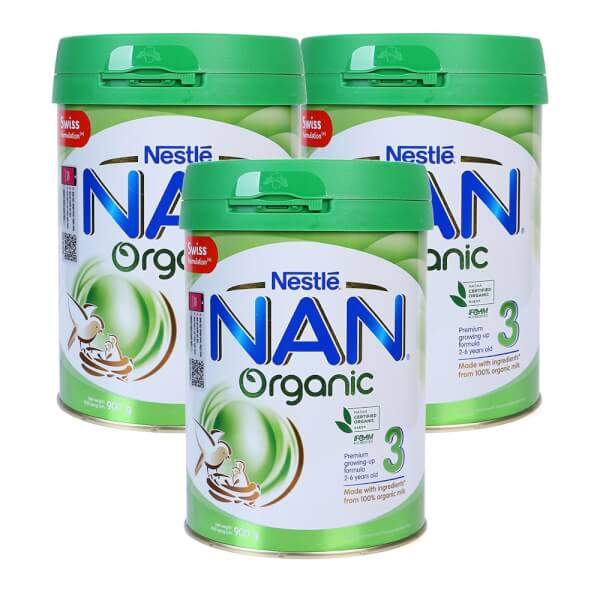 Combo 3 lon Sữa Nan Organic 3 900g (2-6 tuổi)