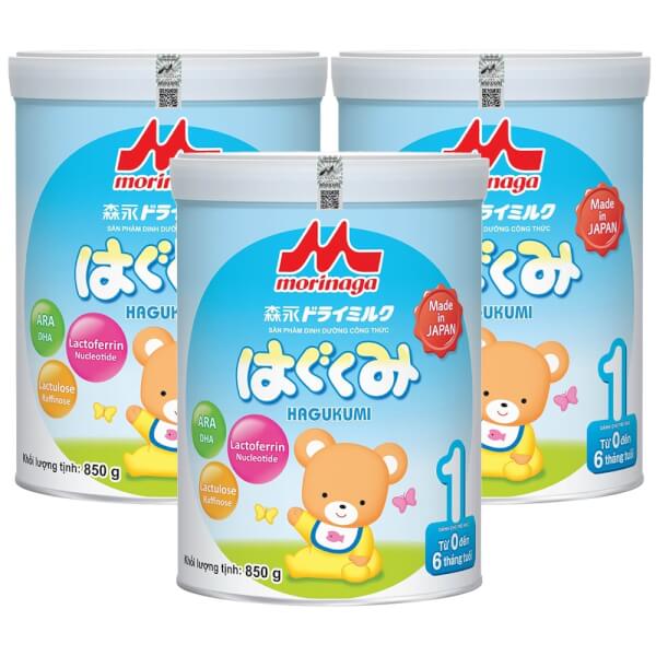 Combo 3 lon Sữa Morinaga số 1 850g (Hagukumi, 0-6 tháng)