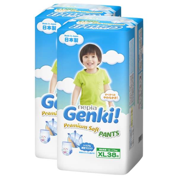 Combo 2 gói Bỉm tã quần Genki size XL 38 miếng (12-17kg)