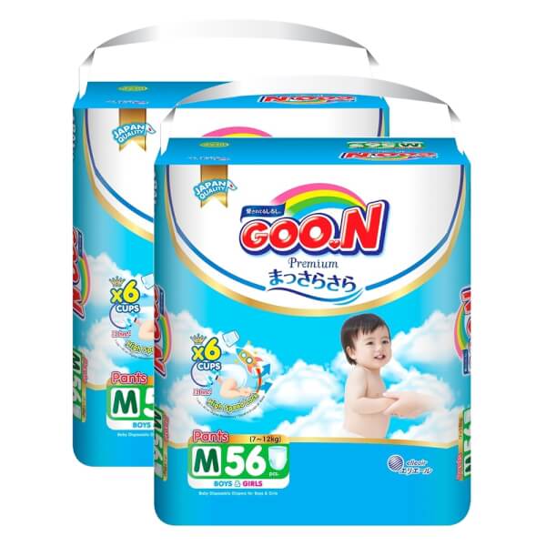 Combo 2 gói Bỉm tã quần Goon Premium size M 56 miếng (7-12kg)