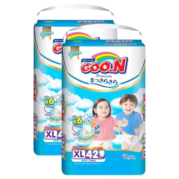 Combo 2 gói Bỉm tã quần Goon Premium size XL 42 miếng (12-17kg)
