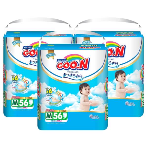 Combo 3 gói Bỉm tã quần Goon Premium size M 56 miếng (7-12kg)