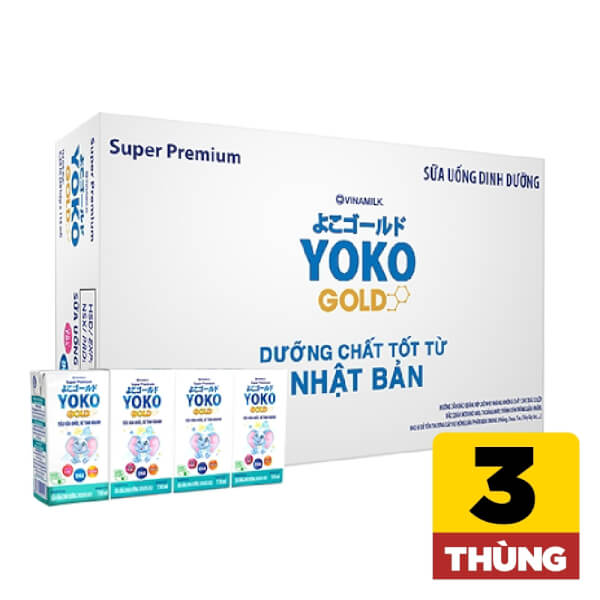 Combo 3 thùng sữa uống dinh dưỡng Vinamilk Yoko Gold 110ml (Lốc 4 hộp)