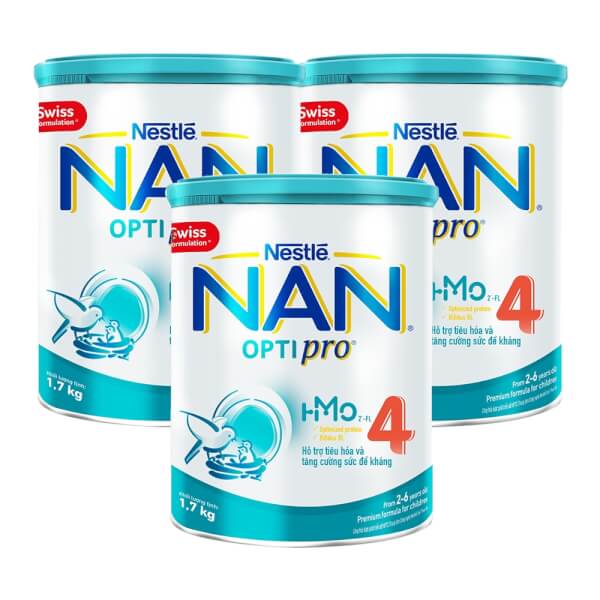 Combo 3 sữa Nan Optipro 4 1.7kg, HMO (2-6 tuổi)