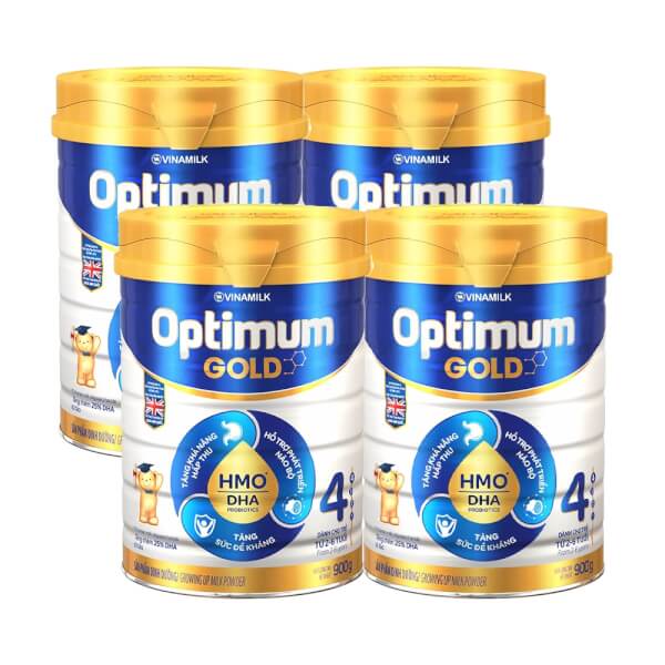 Combo 4 lon Sữa Vinamilk Optimum Gold 4 900g (2-6 tuổi)
