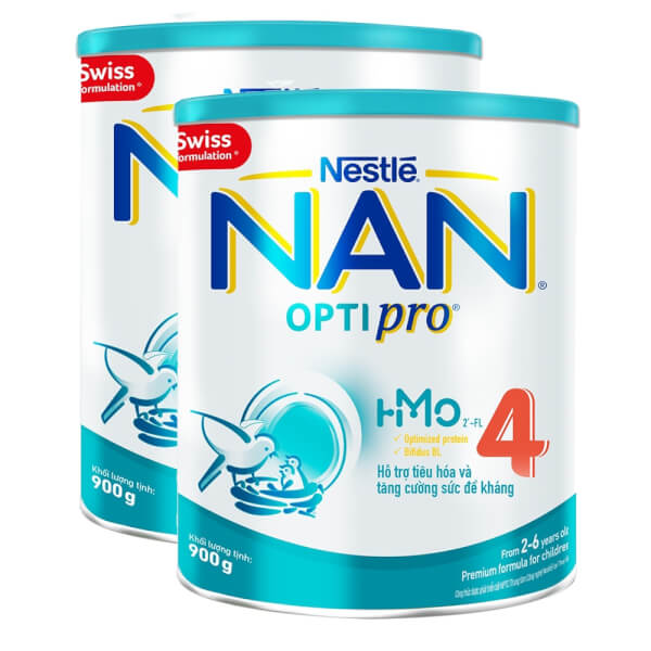 Combo 2 lon sữa Nan Optipro 4 900g, HMO (2-6 tuổi)