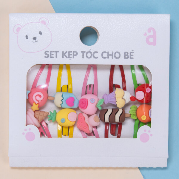 Kẹp tóc phối màu trắng hồng
