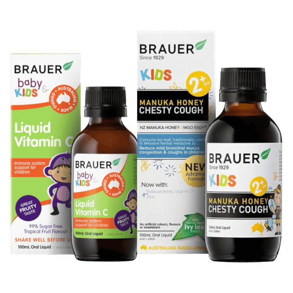 Chuỗi cửa hàng Mẹ & Bé 9 Combo 1 Thực phẩm bảo vệ sức khỏe: Brauer Kids Manuka Honey Chesty Cough 100mL và 1 Thực phẩm bảo vệ sức khỏe Brauer Baby
