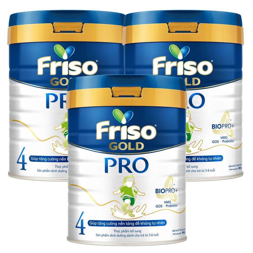 Combo 3 lon sữa Friso Gold Pro số 4, 800g (trên 3 tuổi) giá tốt