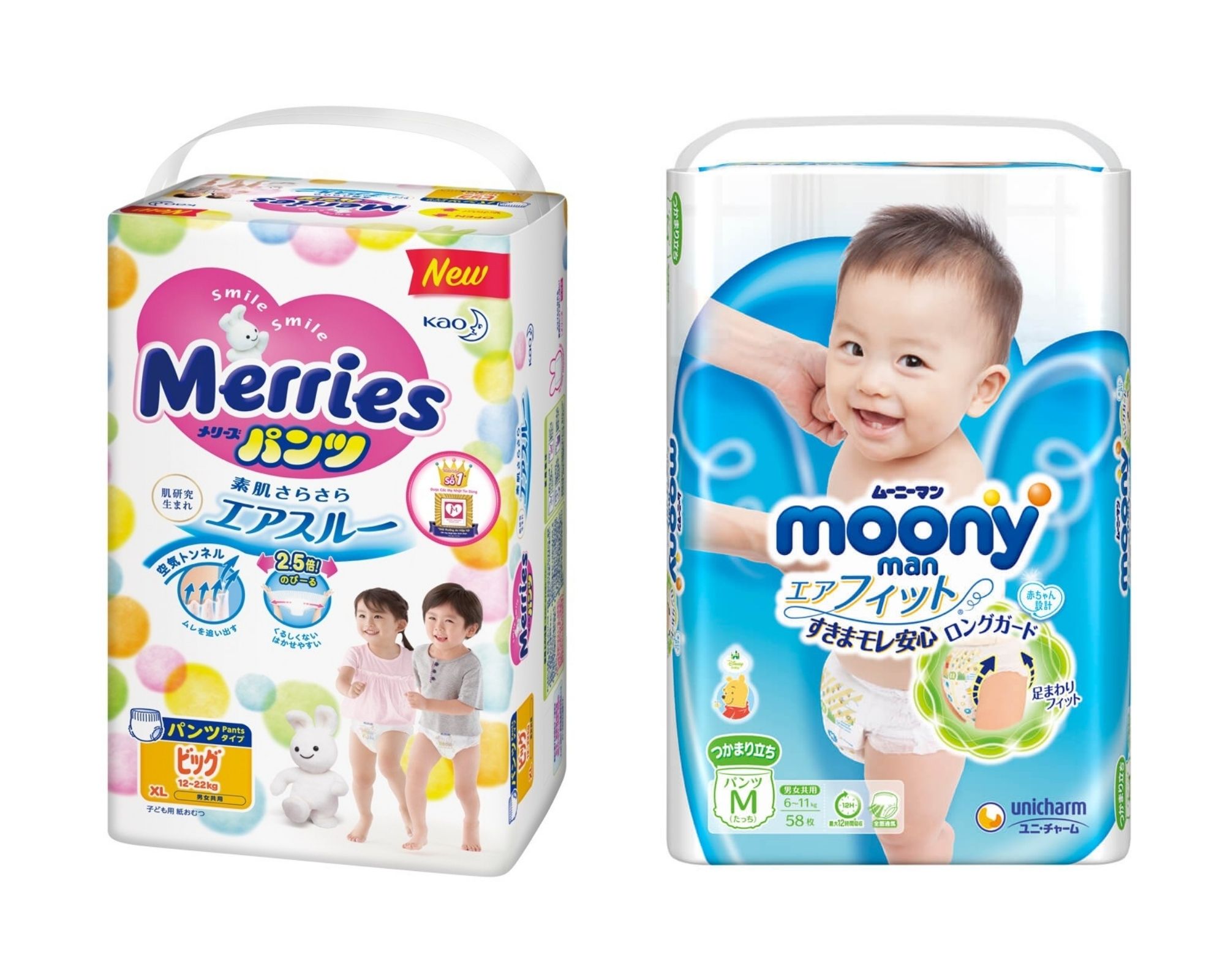 So sánh cặp đôi tã Nhật: Merries và Moony