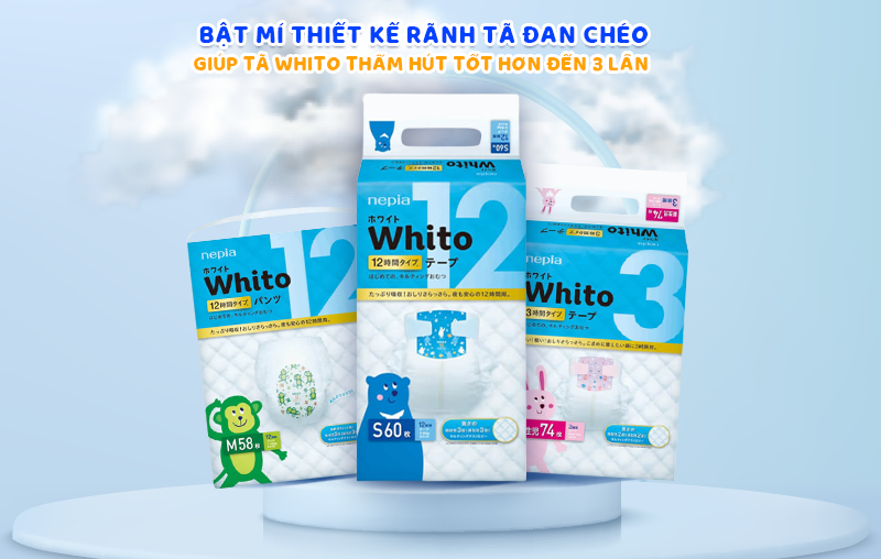 Bật mí thiết kế rãnh tã đan chéo giúp tã Whito thấm hút tốt hơn đến 3 lần