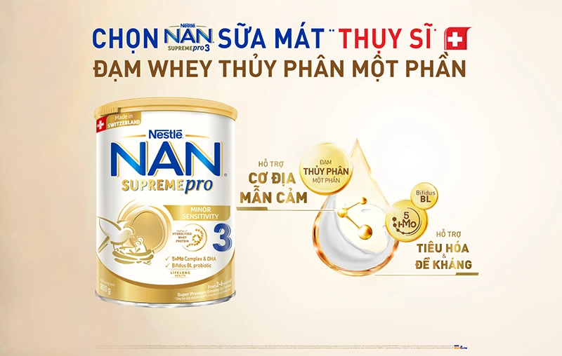 Review sữa NAN Supreme Pro: Hỗ trợ bé với cơ địa mẫn cảm, tăng cường đề kháng và tiêu hóa.