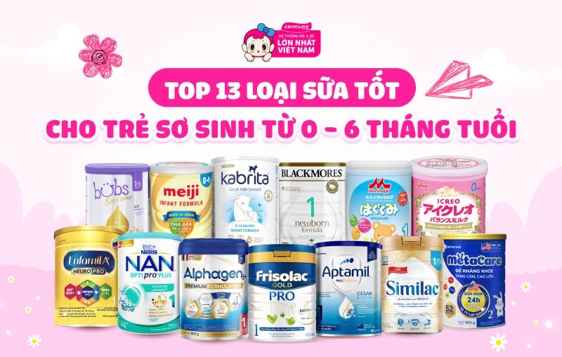 Top 13 loại sữa tốt cho trẻ sơ sinh từ 0-6 tháng tuổi được nhiều ba mẹ ưa chuộng