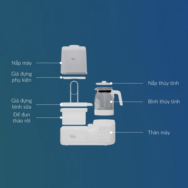Máy đa năng điện tử FATZ - Multimax 3 (tiệt trùng, sấy khô, giữ ấm hầm cháo chậm,đun và hâm nước pha sữa)_ FB9322SJ