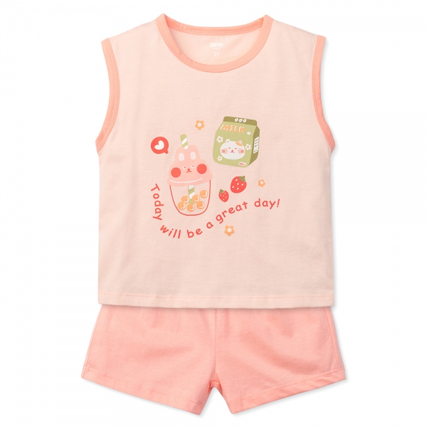 Bộ bé gái áo sát nách quần ngắn Animo easy (1-4Y)