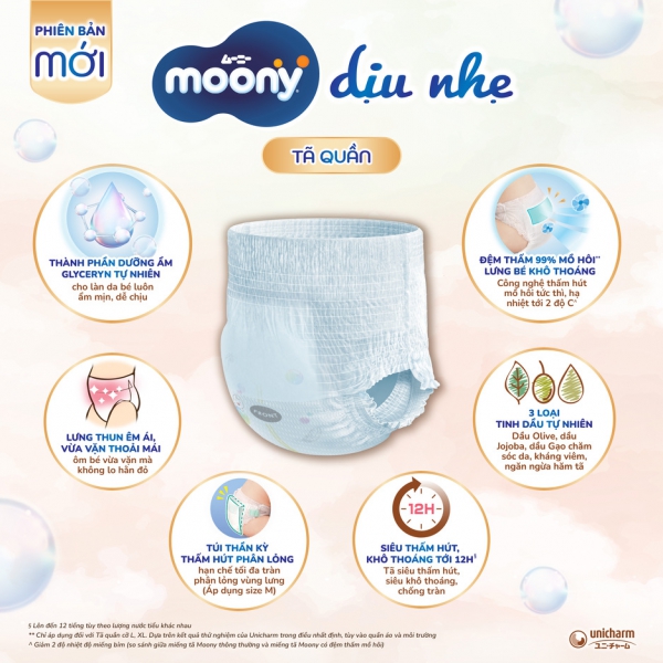 Bỉm tã quần Moony Natural size M 46 miếng (5-10kg) (giao bao bì ngẫu nhiên)