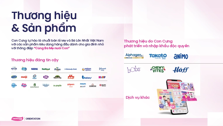 Con Cưng ph&acirc;n phối ch&iacute;nh h&atilde;ng nhiều thương hiệu lớn