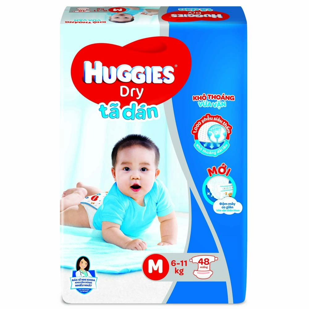 Tã dán Huggies Dry Jumbo (M, 6-11kg, 48 miếng)