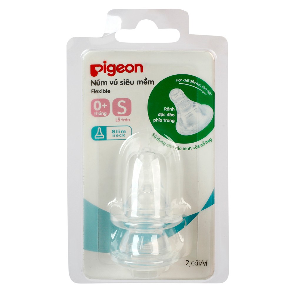 Ty thay bình sữa Pigeon silicone siêu mềm size S, 2 cái1