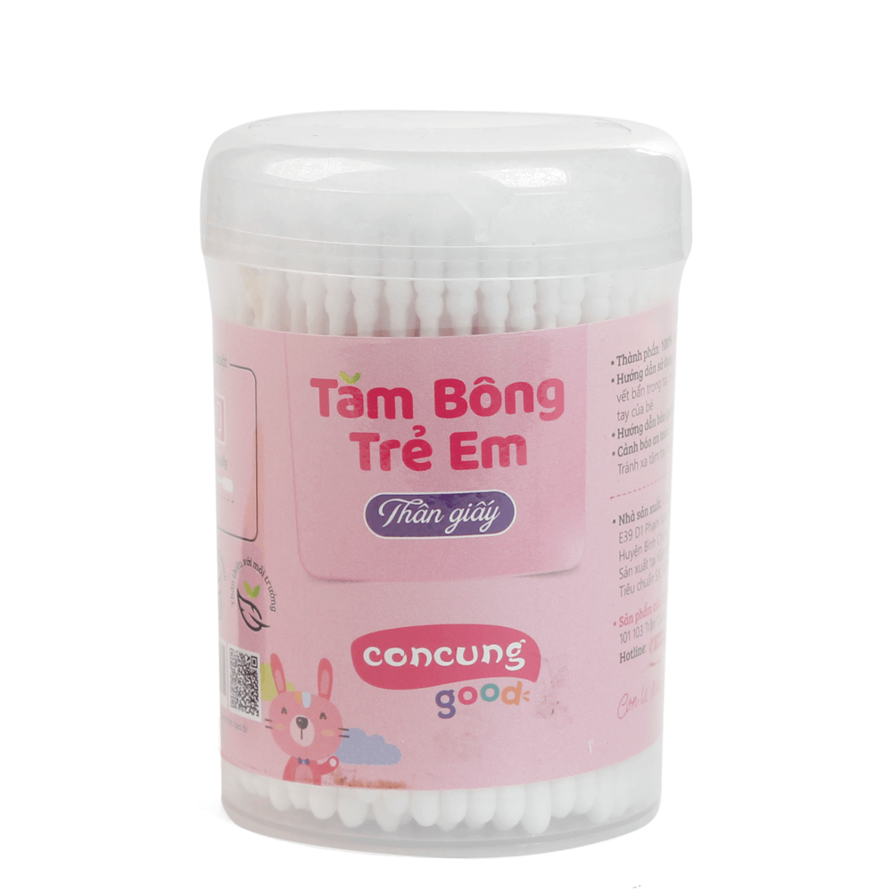 Tăm bông trẻ em ConCung Good thân giấy 200 que hộp01
