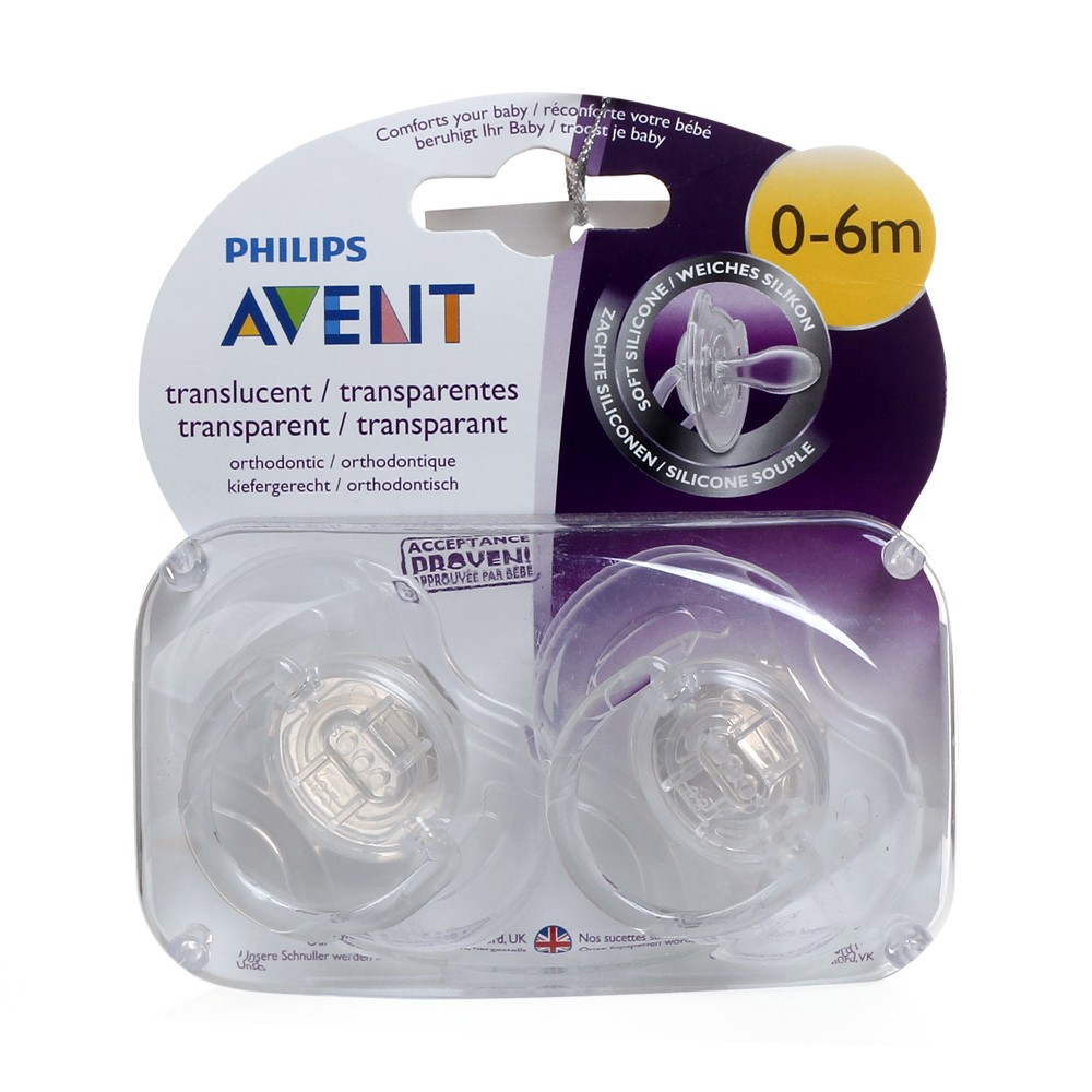 Ty ngậm Philips Avent trong suốt (SCF17018, 0-6M)1
